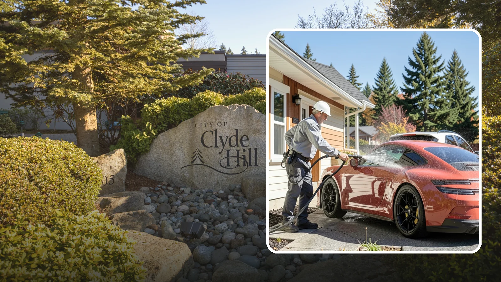 Full Exterior Cleaning Package in Clyde Hill, King County, WA - We clean every exterior surface, from roof and siding to driveway and walkways, for a top-to-bottom property reset.