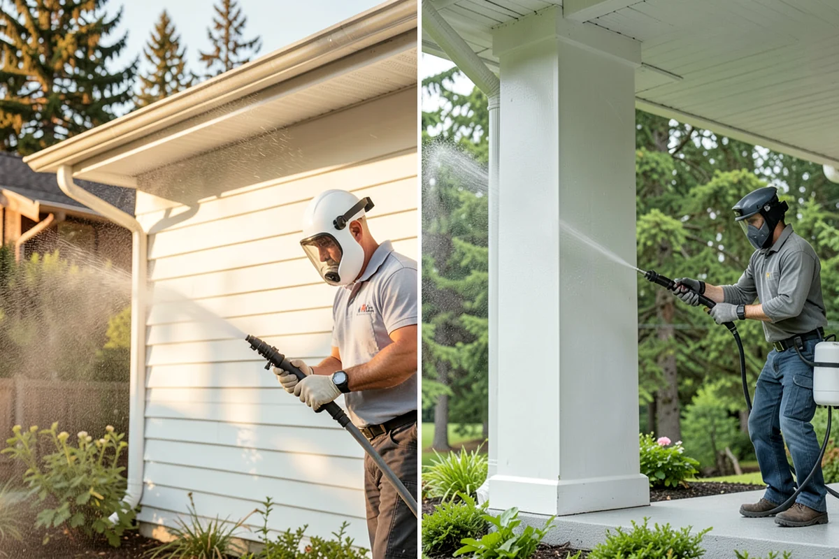 Full Exterior Cleaning Package in Clyde Hill, King County, WA - Soft wash the roof and treat moss and streaking