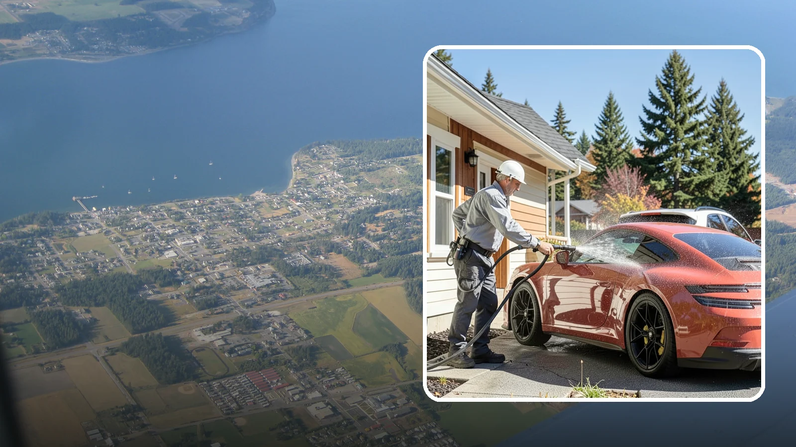 Full Exterior Cleaning Package in Coupeville, Island County, WA - We clean every exterior surface, from roof and siding to driveway and walkways, for a top-to-bottom property reset.