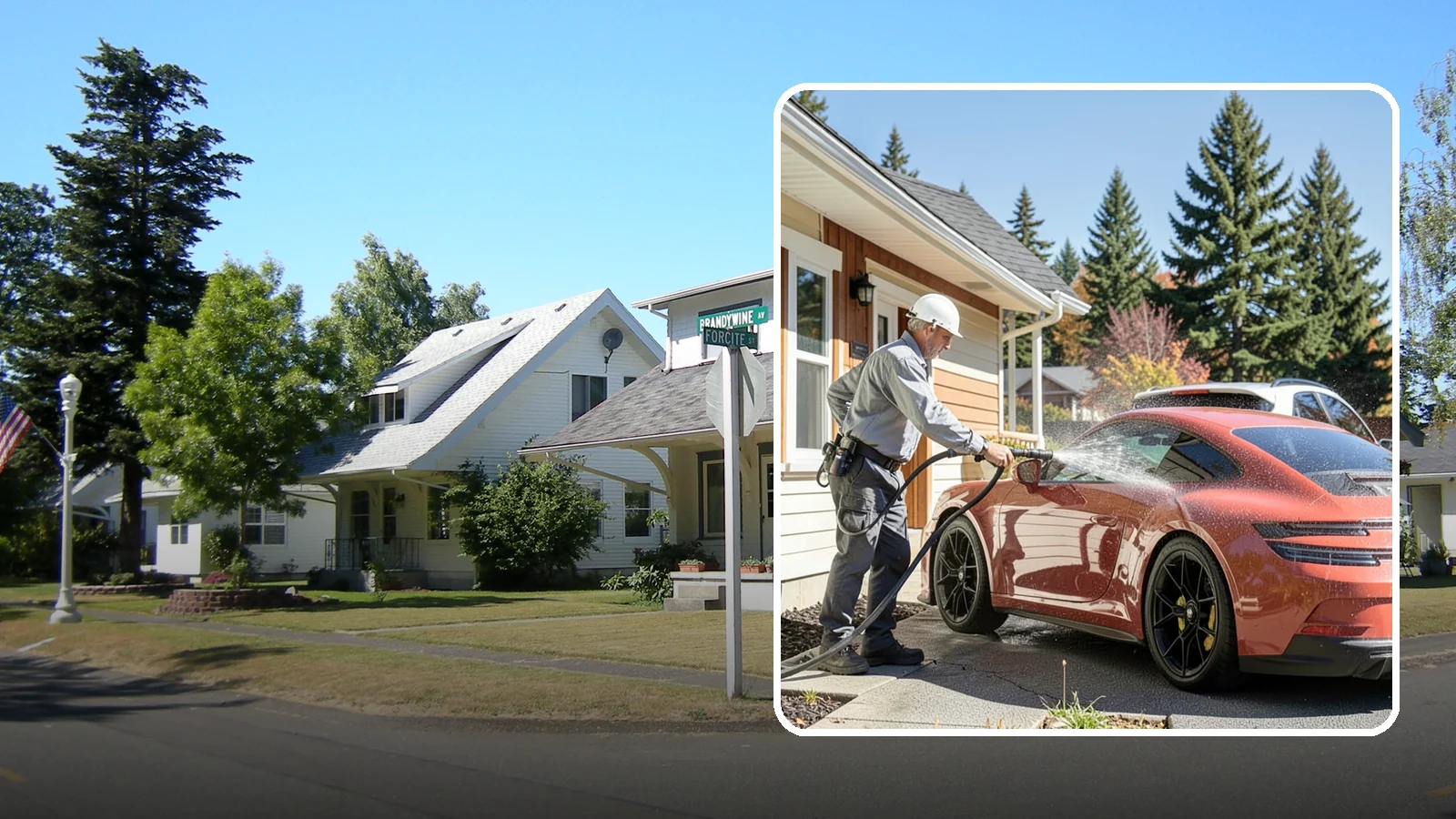 Full Exterior Cleaning Package in DuPont, Pierce County, WA - We clean every exterior surface, from roof and siding to driveway and walkways, for a top-to-bottom property reset.