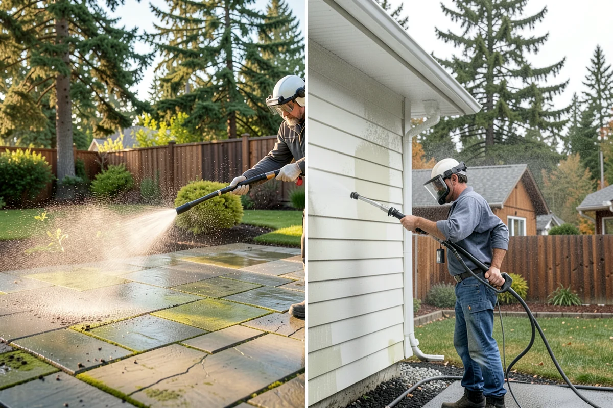 Full Exterior Cleaning Package in DuPont, Pierce County, WA - Soft wash the roof and treat moss and streaking