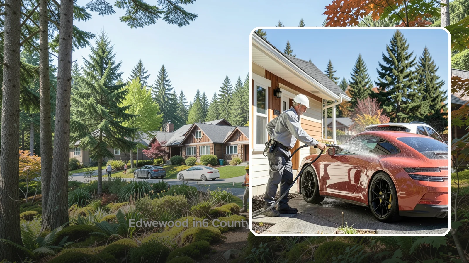 Full Exterior Cleaning Package in Edgewood, Pierce County, WA - We clean every exterior surface, from roof and siding to driveway and walkways, for a top-to-bottom property reset.