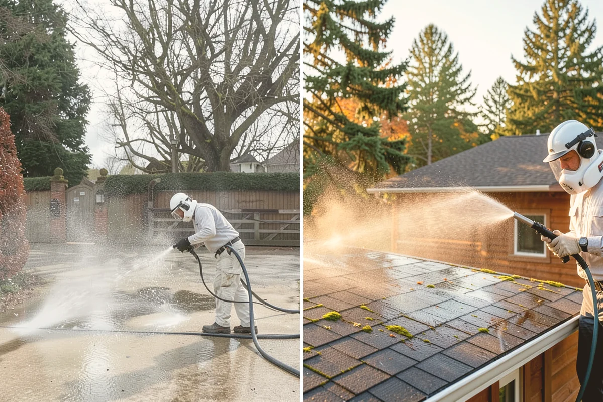 Full Exterior Cleaning Package in Fife, Pierce County, WA - Soft wash the roof and treat moss and streaking