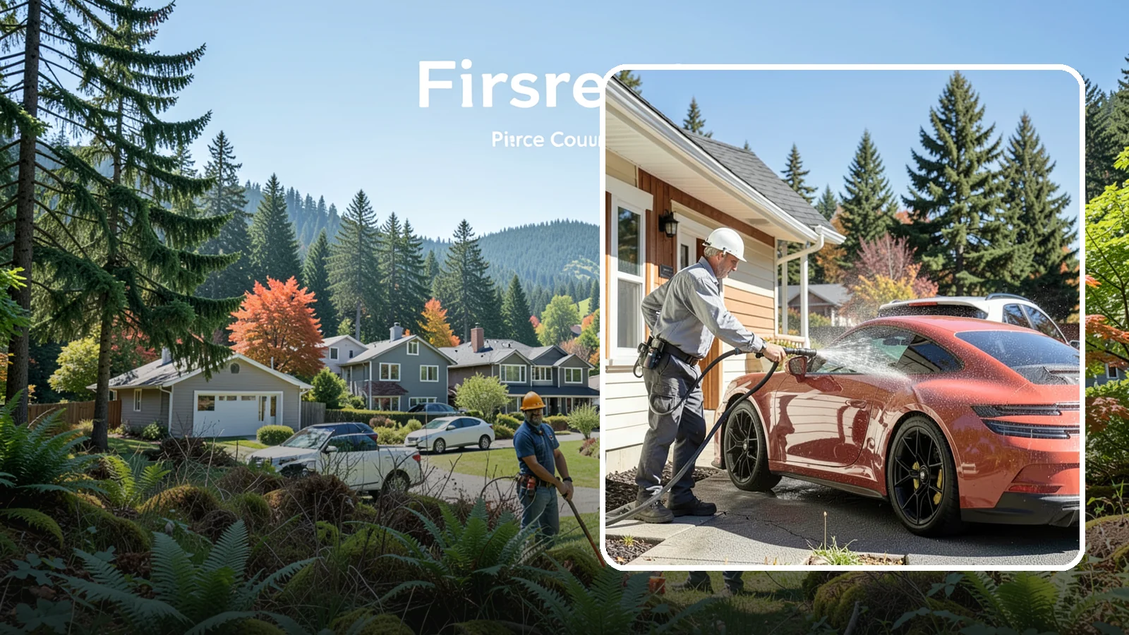 Full Exterior Cleaning Package in Fircrest, Pierce County, WA - We clean every exterior surface, from roof and siding to driveway and walkways, for a top-to-bottom property reset.