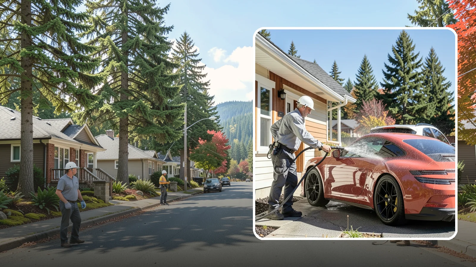 Full Exterior Cleaning Package in Hunts Point, King County, WA - We clean every exterior surface, from roof and siding to driveway and walkways, for a top-to-bottom property reset.