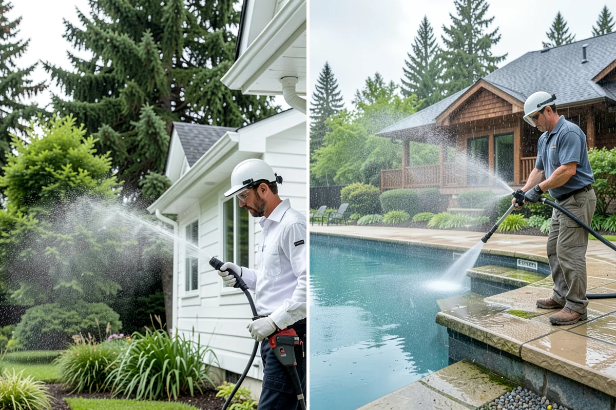 Full Exterior Cleaning Package in Kenmore, King County, WA - Soft wash the roof and treat moss and streaking