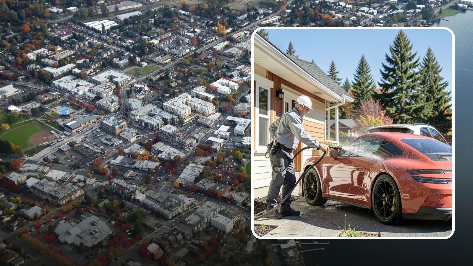 Full Exterior Cleaning Package in Kirkland, King County, WA - We clean every exterior surface, from roof and siding to driveway and walkways, for a top-to-bottom property reset.