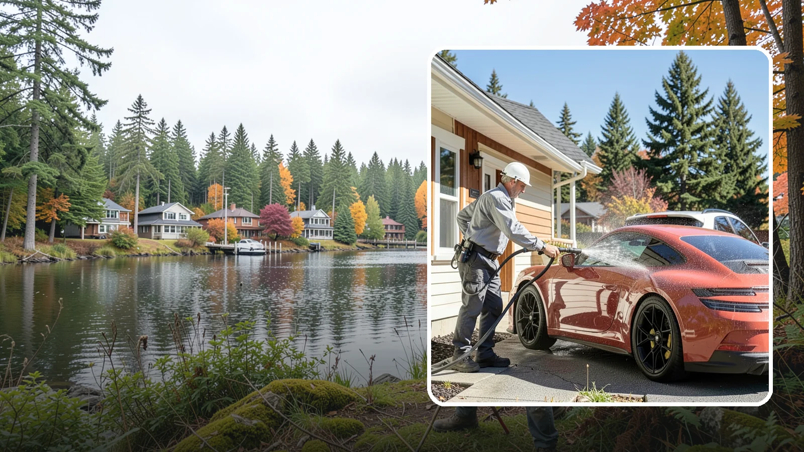 Full Exterior Cleaning Package in La Conner, Skagit County, WA - We clean every exterior surface, from roof and siding to driveway and walkways, for a top-to-bottom property reset.