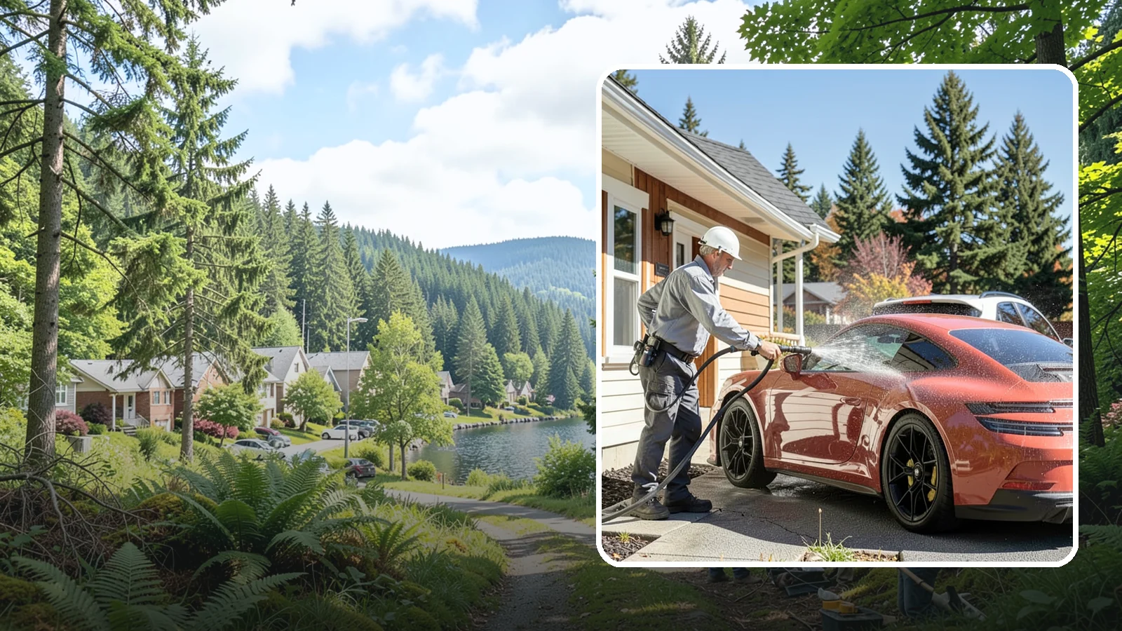 Full Exterior Cleaning Package in Lake Forest Park, King County, WA - We clean every exterior surface, from roof and siding to driveway and walkways, for a top-to-bottom property reset.