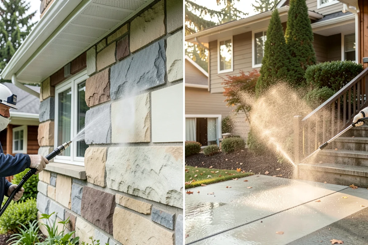 Full Exterior Cleaning Package in Lakewood, Pierce County, WA - Soft wash the roof and treat moss and streaking