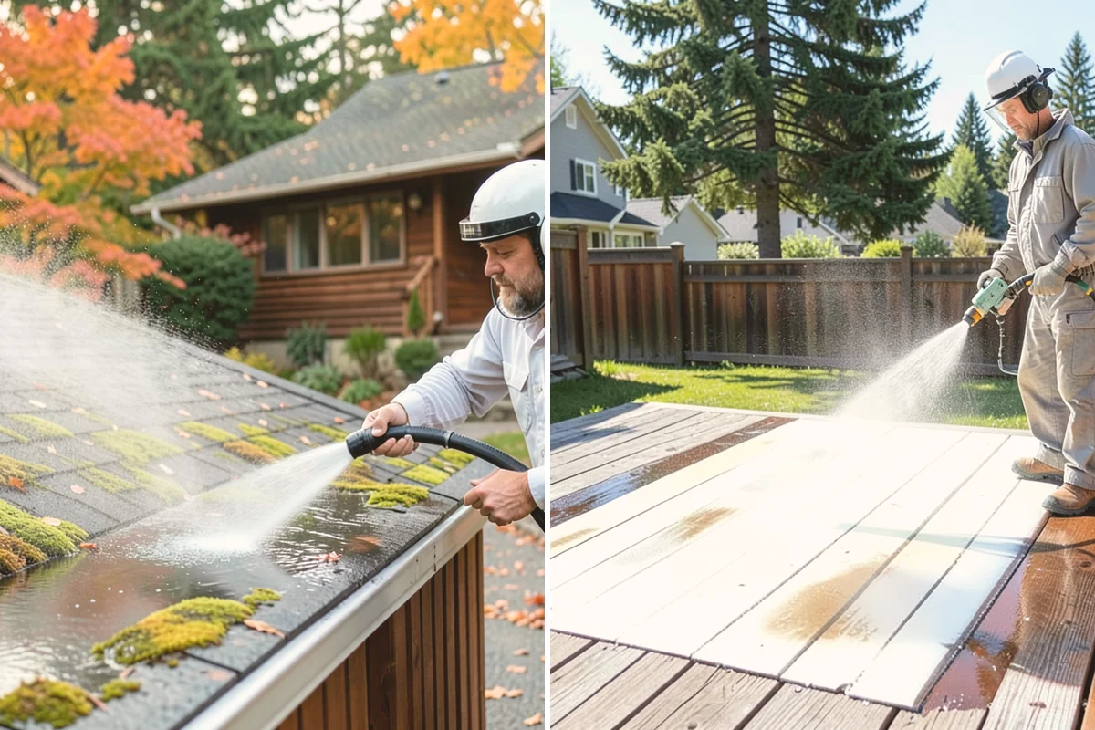 Full Exterior Cleaning Package in Langley, Island County, WA - Soft wash the roof and treat moss and streaking