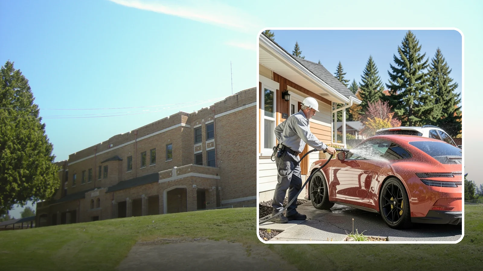 Full Exterior Cleaning Package in Maple Valley, King County, WA - We clean every exterior surface, from roof and siding to driveway and walkways, for a top-to-bottom property reset.