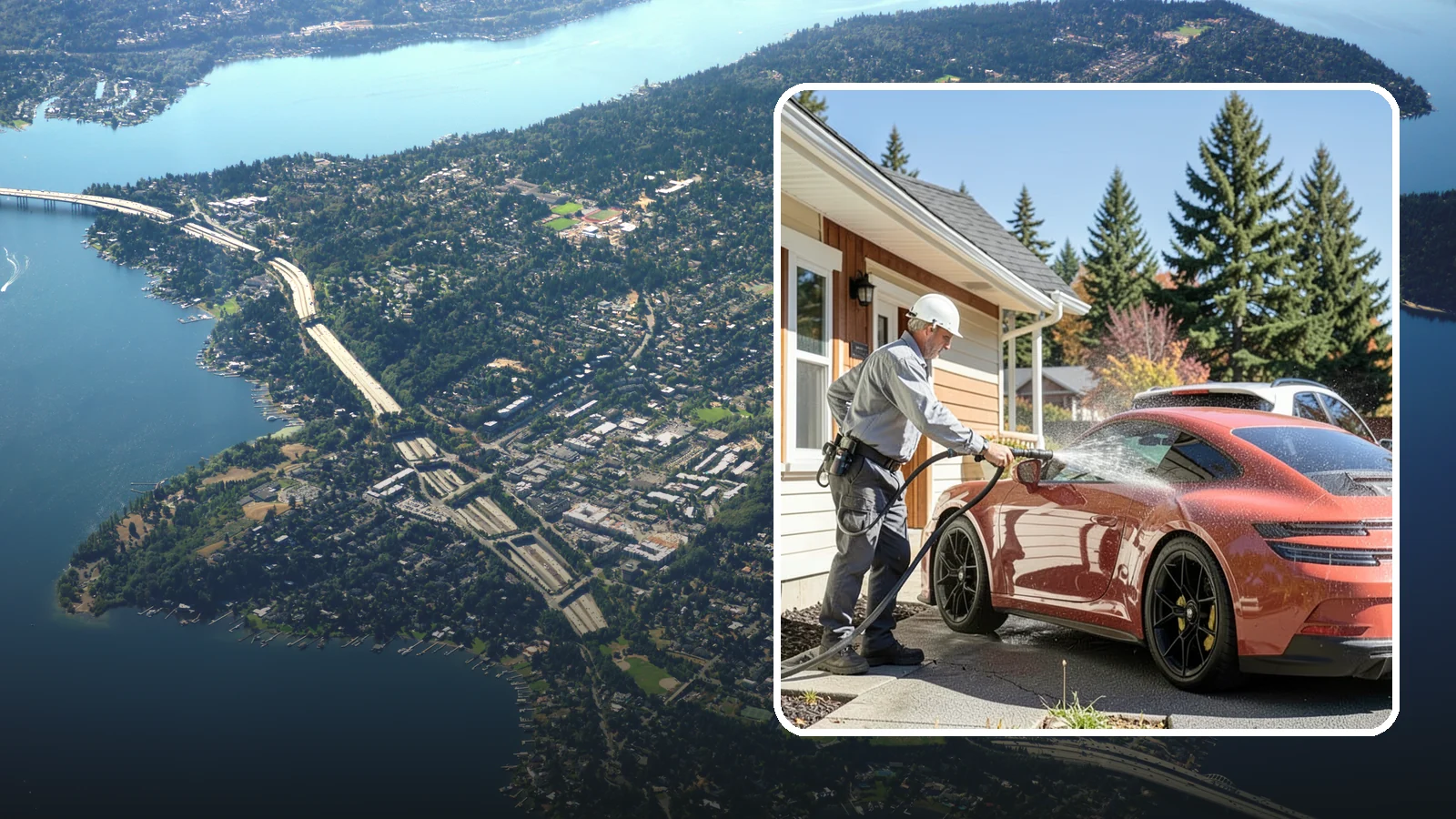 Full Exterior Cleaning Package in Mercer Island, King County, WA - We clean every exterior surface, from roof and siding to driveway and walkways, for a top-to-bottom property reset.