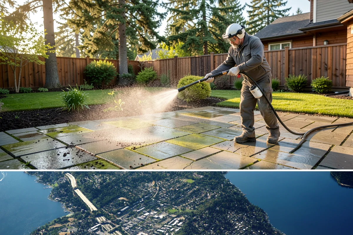 Full Exterior Cleaning Package in Mercer Island, King County, WA - A summer booking gives the whole property time to dry between stages and hold its clean finish.