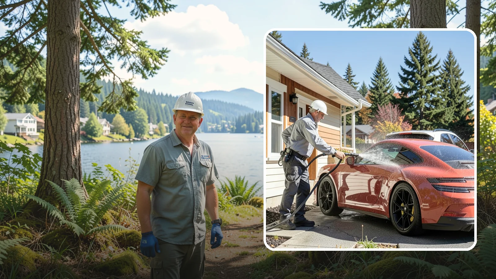 Full Exterior Cleaning Package in Milton, King County, WA - We clean every exterior surface, from roof and siding to driveway and walkways, for a top-to-bottom property reset.