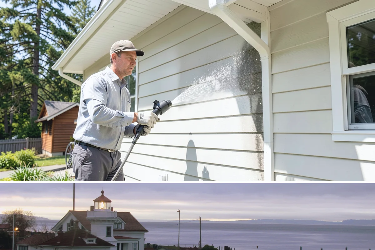 Full Exterior Cleaning Package in Mukilteo, Snohomish County, WA - A summer booking gives the whole property time to dry between stages and hold its clean finish.