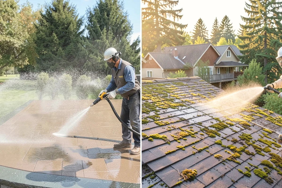 Full Exterior Cleaning Package in North Bend, King County, WA - Soft wash the roof and treat moss and streaking