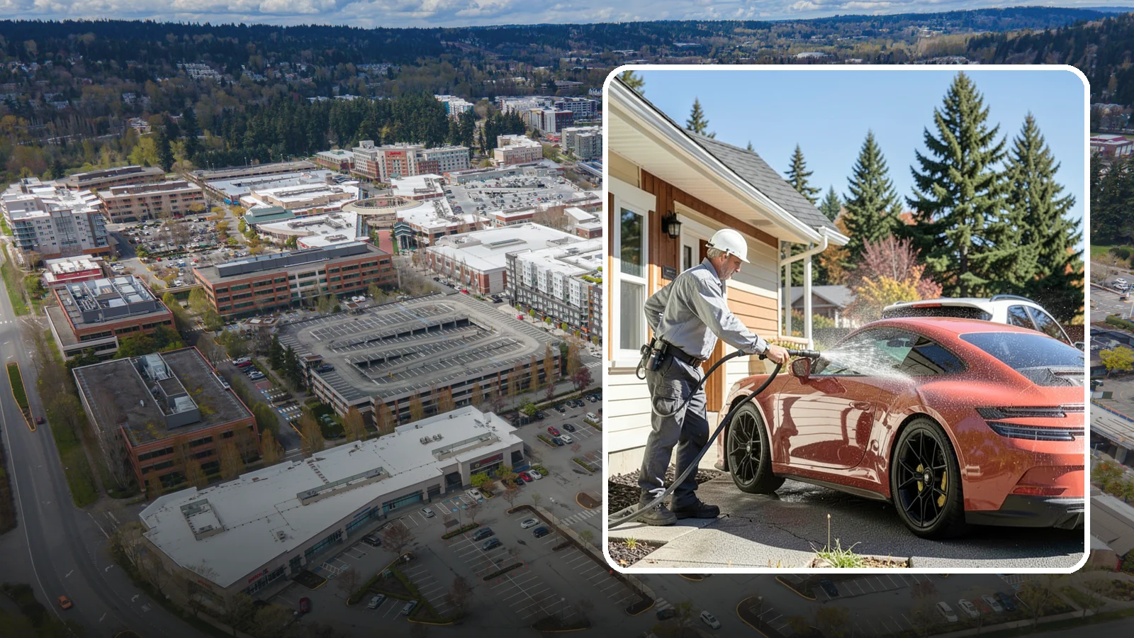 Full Exterior Cleaning Package in Redmond, King County, WA - We clean every exterior surface, from roof and siding to driveway and walkways, for a top-to-bottom property reset.