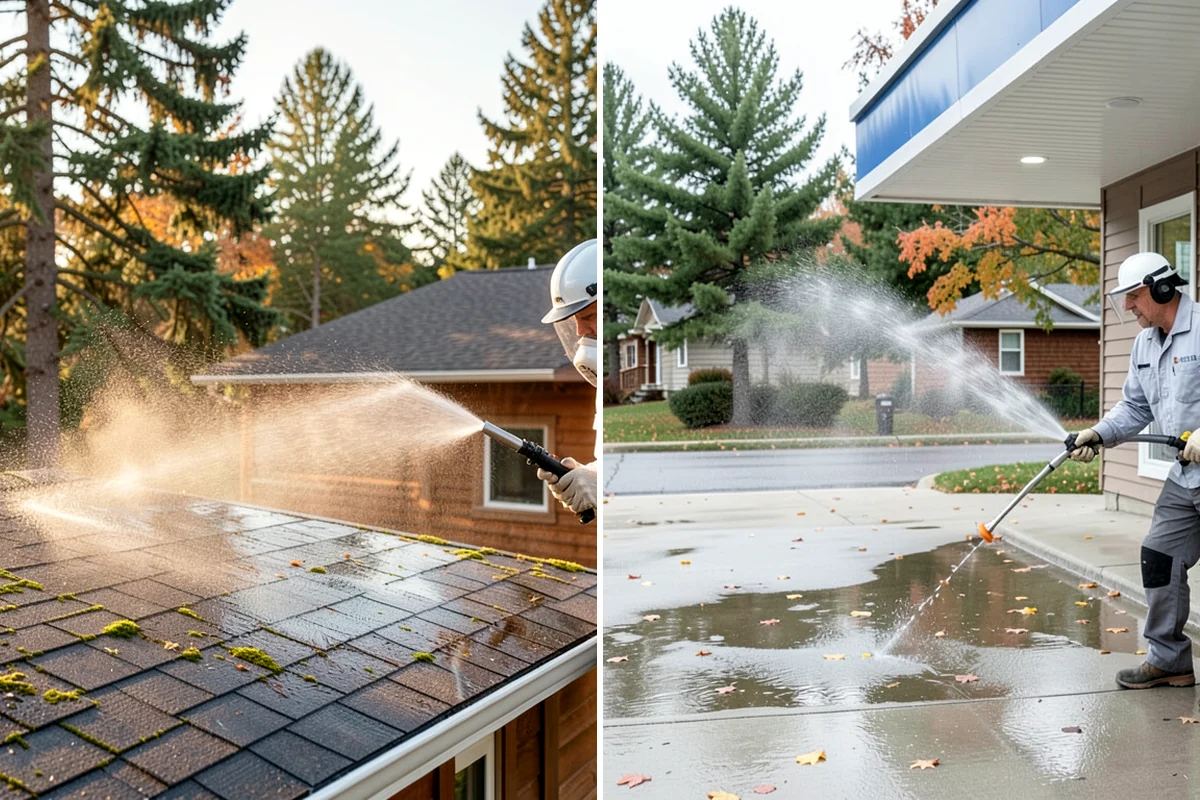 Full Exterior Cleaning Package in SeaTac, King County, WA - Soft wash the roof and treat moss and streaking