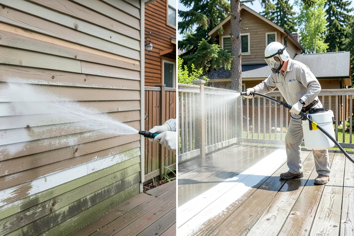 Full Exterior Cleaning Package in Seattle, King County, WA - Soft wash the roof and treat moss and streaking