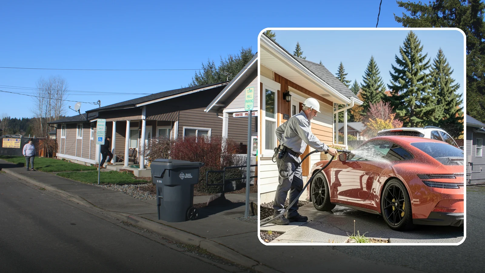 Full Exterior Cleaning Package in South Prairie, Pierce County, WA - We clean every exterior surface, from roof and siding to driveway and walkways, for a top-to-bottom property reset.
