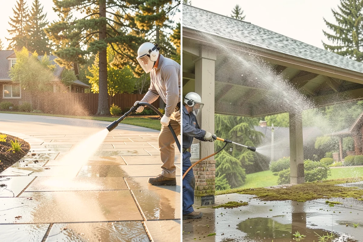 Full Exterior Cleaning Package in Stanwood, Snohomish County, WA - Soft wash the roof and treat moss and streaking