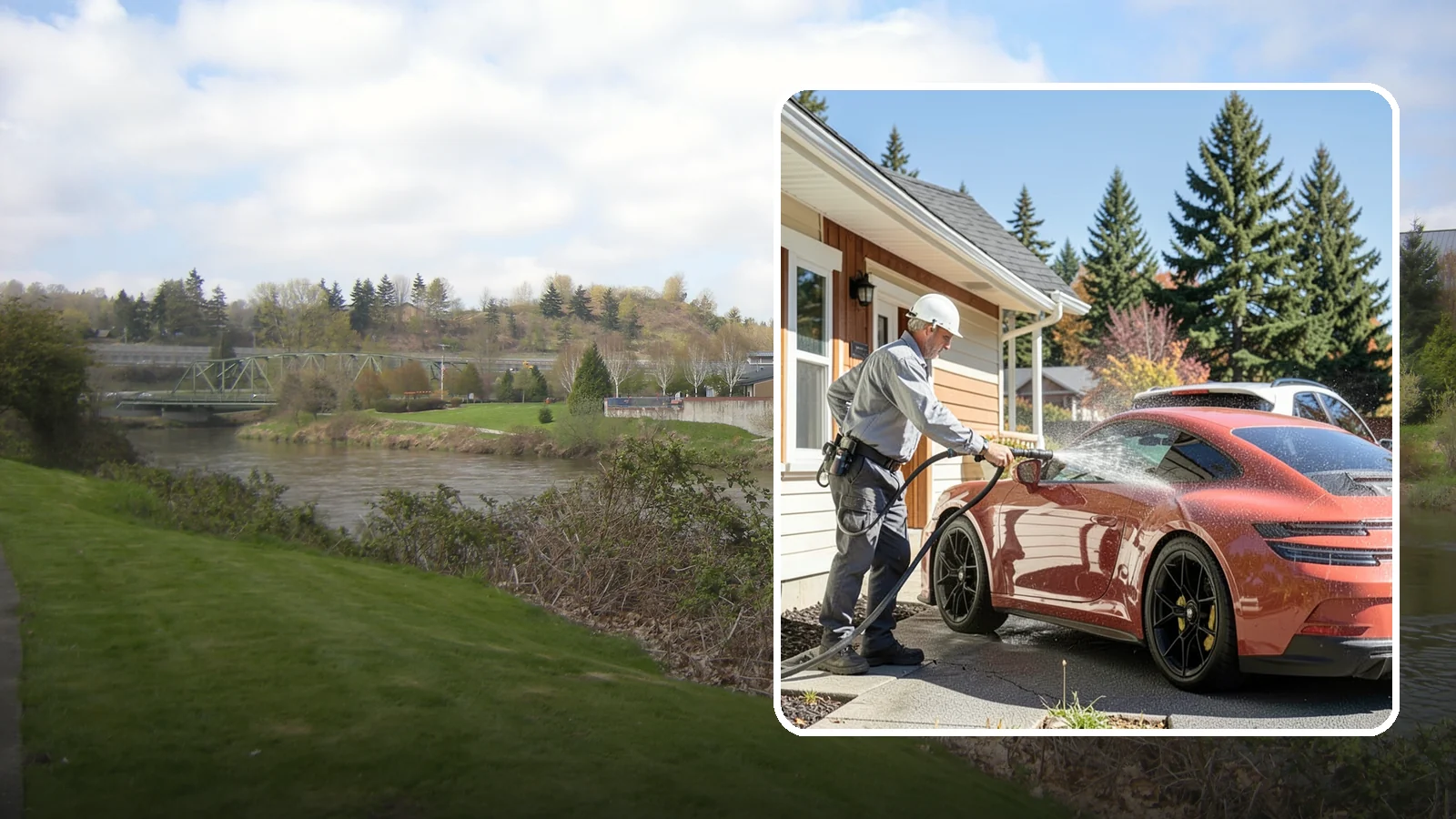 Full Exterior Cleaning Package in Tukwila, King County, WA - We clean every exterior surface, from roof and siding to driveway and walkways, for a top-to-bottom property reset.