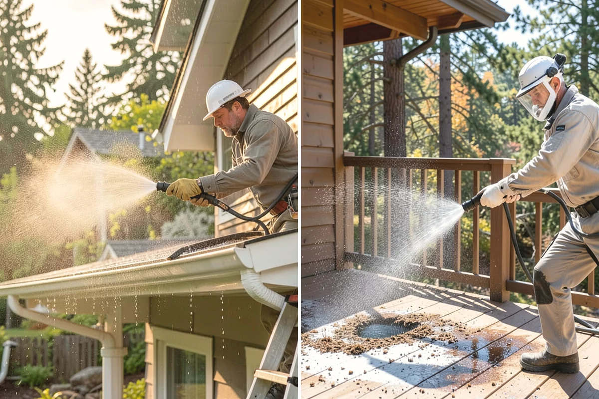 Full Exterior Cleaning Package in Yarrow Point, King County, WA - Soft wash the roof and treat moss and streaking