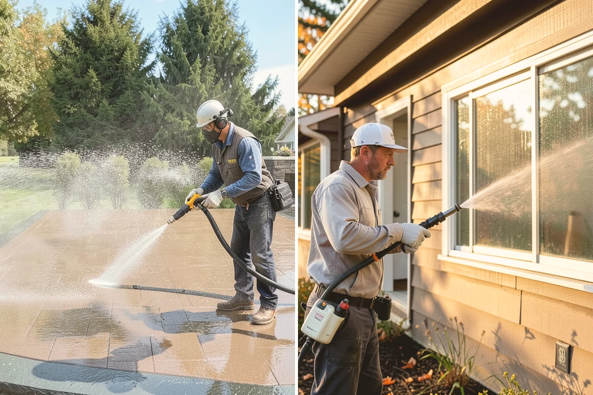 Garage Door Washing in Algona, King County, WA - Rinse loose dust and cobwebs from panels and track hardware