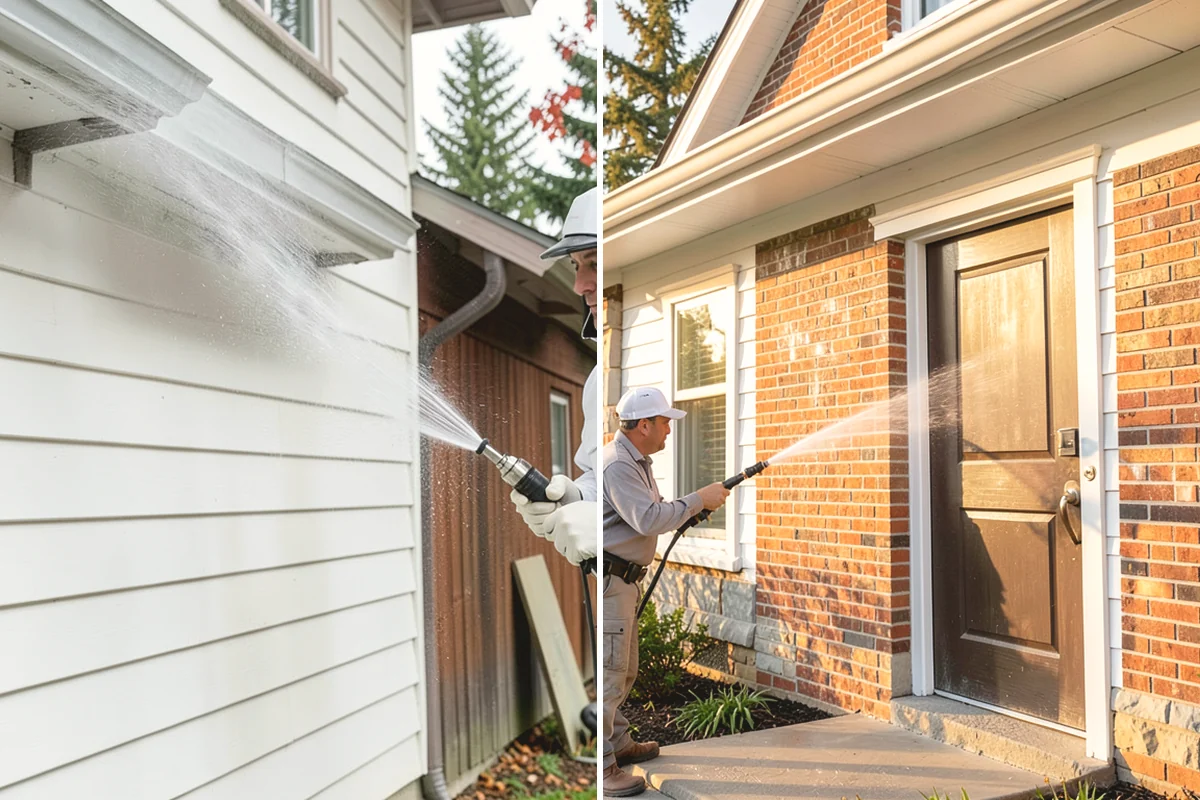 Garage Door Washing in Anacortes, Skagit County, WA - Rinse loose dust and cobwebs from panels and track hardware