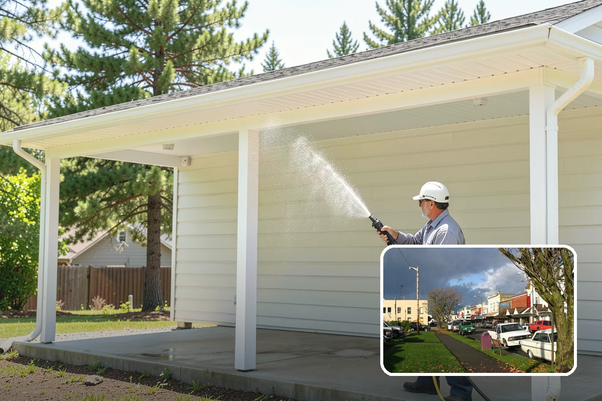 Garage Door Washing in Arlington, Snohomish County, WA - Brightens the most prominent surface on your home's front elevation