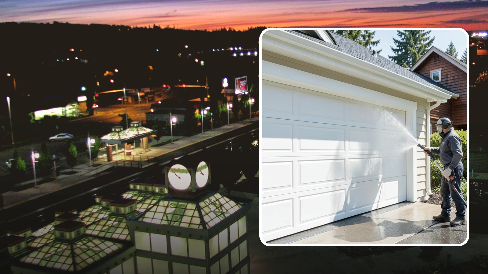 Garage Door Washing in Auburn, King County, WA - We clean garage doors panel by panel to lift road film, pollen, and the gray oxidation that dulls Washington driveways.