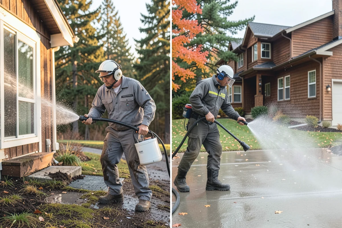Garage Door Washing in Auburn, King County, WA - Rinse loose dust and cobwebs from panels and track hardware