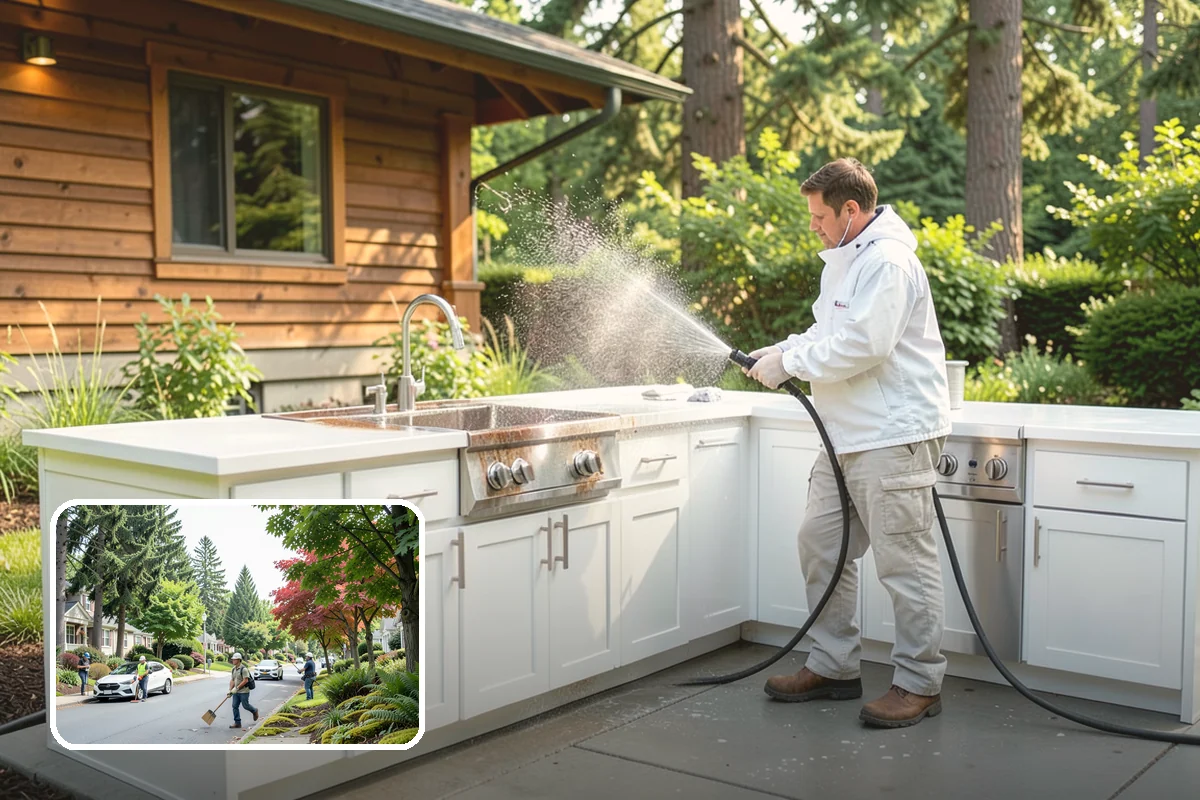Garage Door Washing in Beaux Arts Village, King County, WA - Brightens the most prominent surface on your home's front elevation