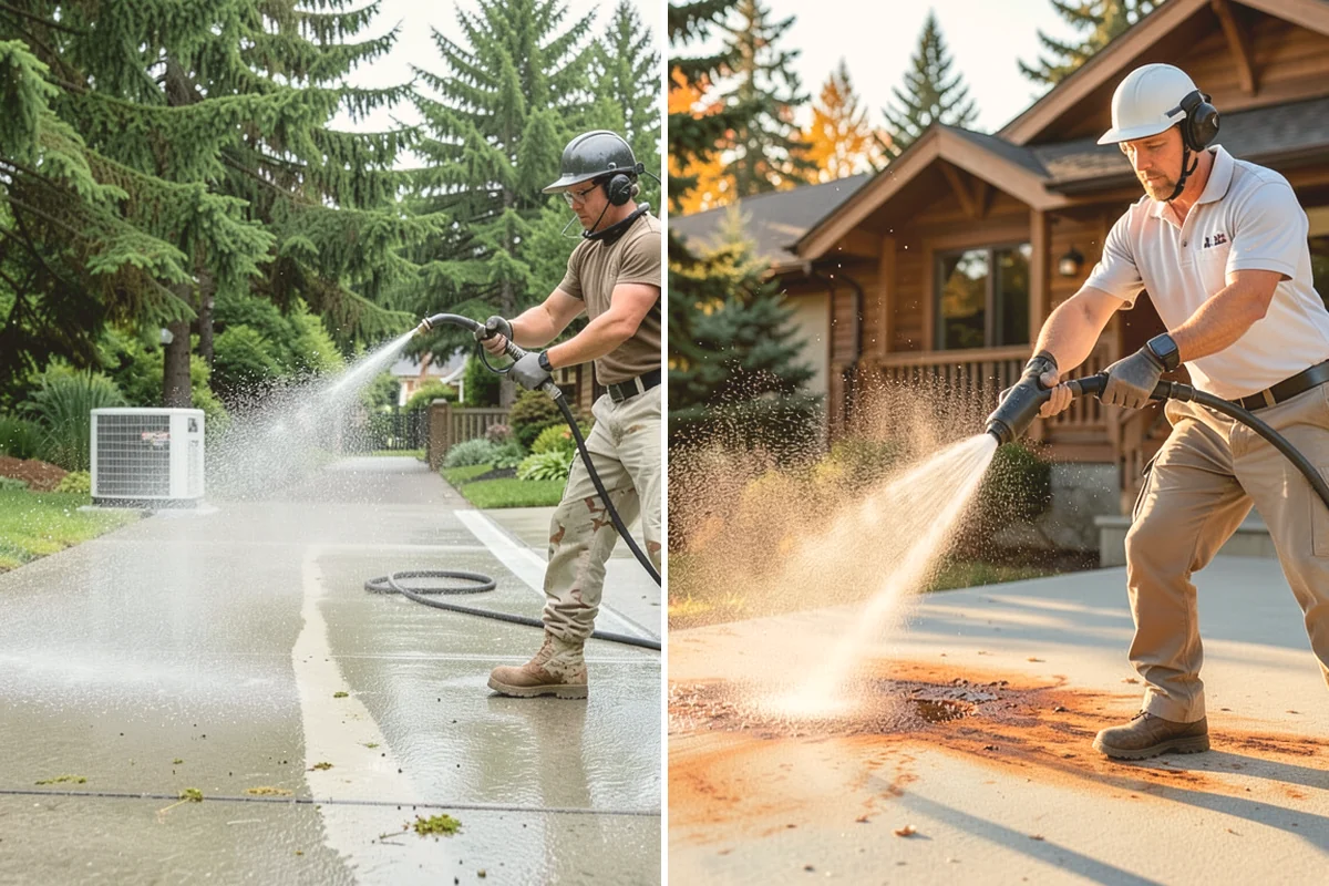 Garage Door Washing in Bellevue, King County, WA - Rinse loose dust and cobwebs from panels and track hardware