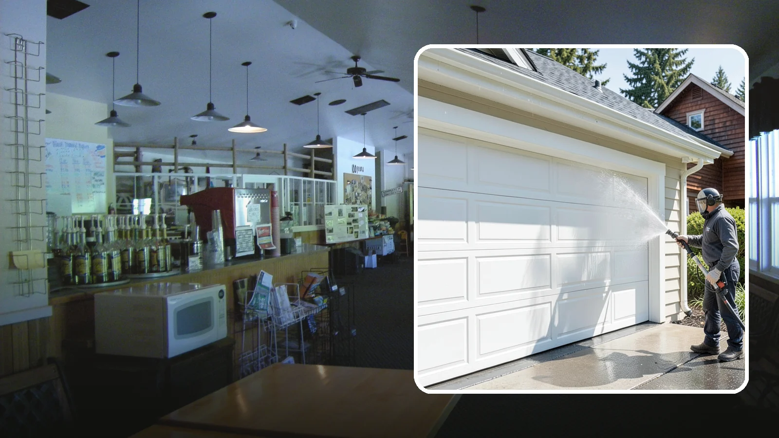 Garage Door Washing in Black Diamond, King County, WA - We clean garage doors panel by panel to lift road film, pollen, and the gray oxidation that dulls Washington driveways.