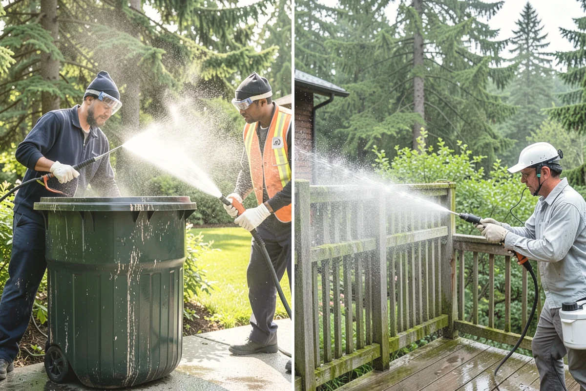 Garage Door Washing in Black Diamond, King County, WA - Rinse loose dust and cobwebs from panels and track hardware