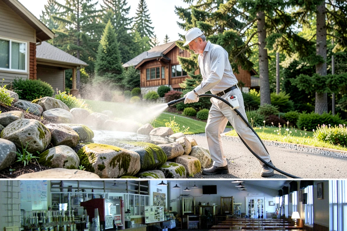 Garage Door Washing in Black Diamond, King County, WA - Spring is ideal for clearing the heavy cedar and cottonwood pollen that coats doors after a wet Northwest winter.