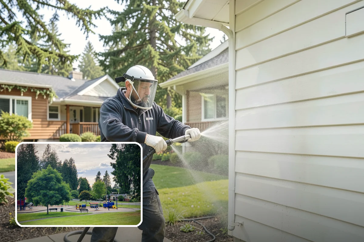 Garage Door Washing in Bonney Lake, Pierce County, WA - Brightens the most prominent surface on your home's front elevation