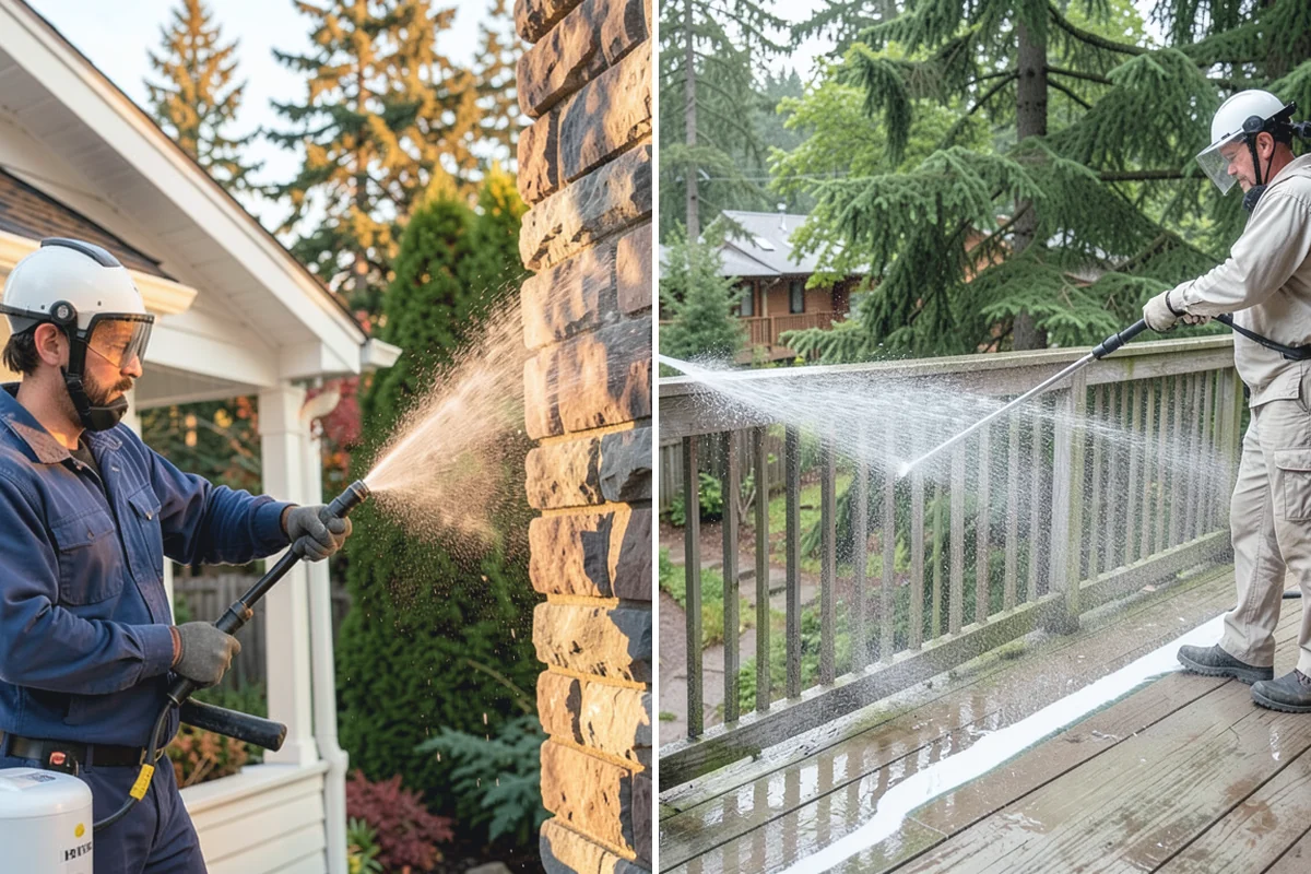 Garage Door Washing in Bonney Lake, Pierce County, WA - Rinse loose dust and cobwebs from panels and track hardware