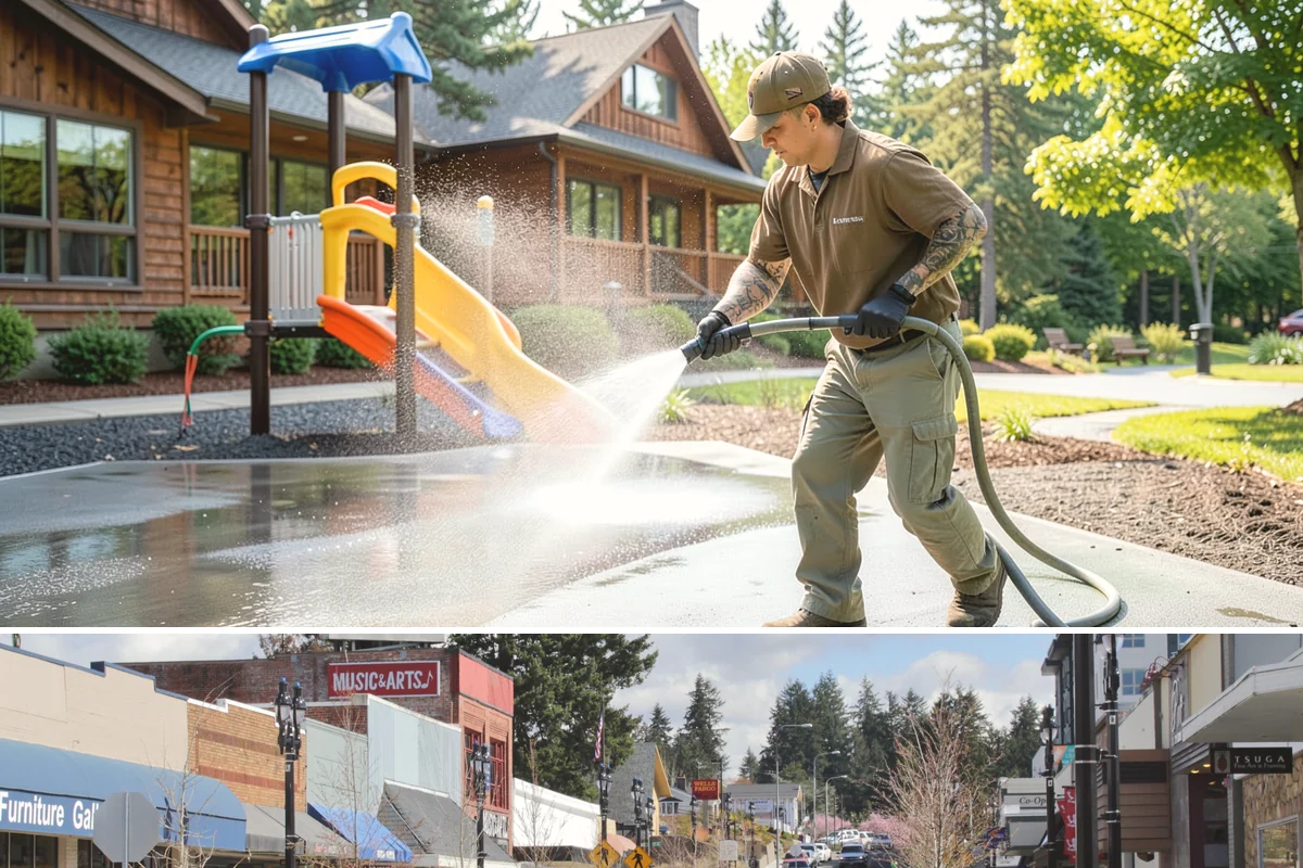 Garage Door Washing in Bothell, King County, WA - Spring is ideal for clearing the heavy cedar and cottonwood pollen that coats doors after a wet Northwest winter.