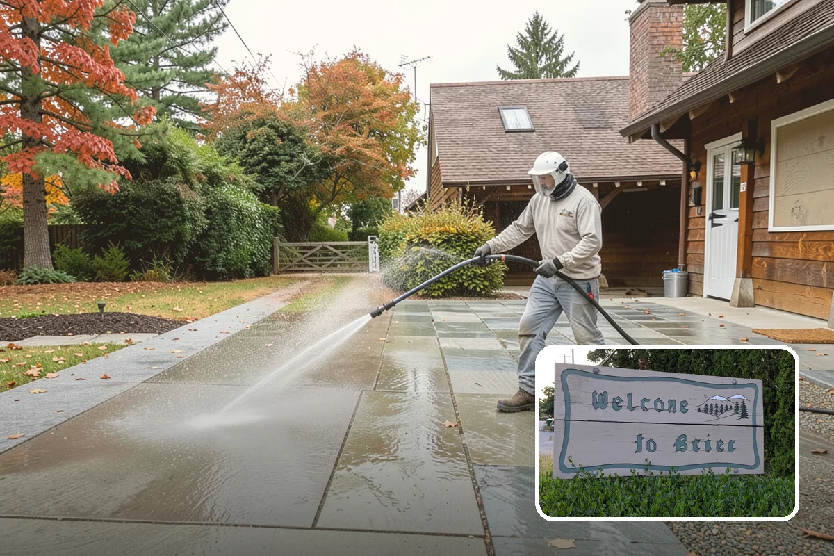Garage Door Washing in Brier, Snohomish County, WA - Brightens the most prominent surface on your home's front elevation
