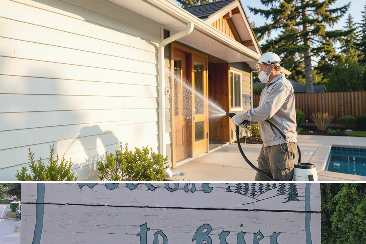 Garage Door Washing in Brier, Snohomish County, WA - Spring is ideal for clearing the heavy cedar and cottonwood pollen that coats doors after a wet Northwest winter.