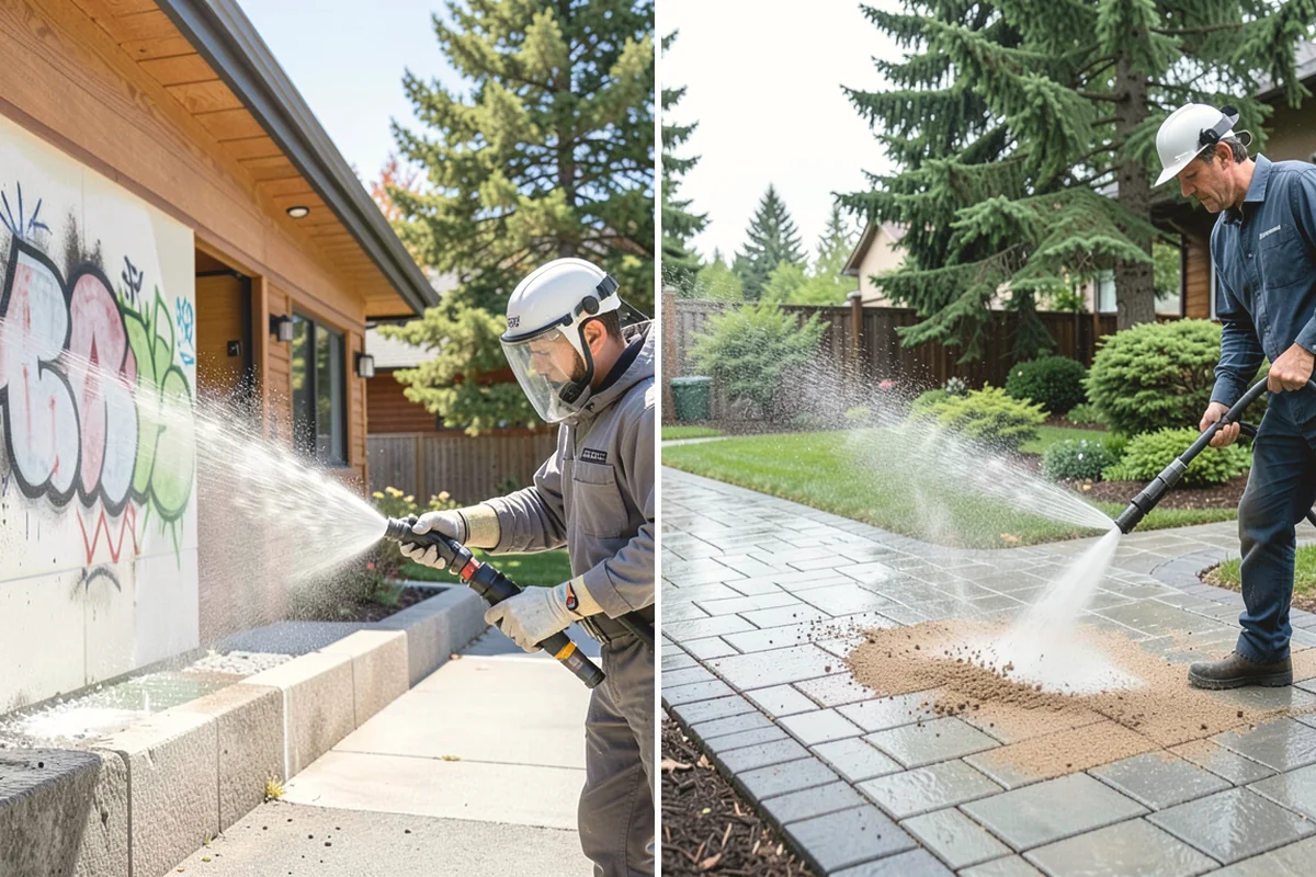 Garage Door Washing in Burien, King County, WA - Rinse loose dust and cobwebs from panels and track hardware