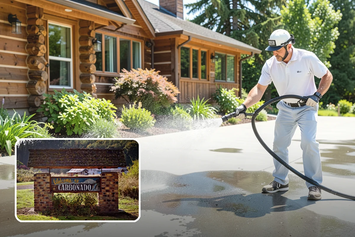 Garage Door Washing in Carbonado, Pierce County, WA - Brightens the most prominent surface on your home's front elevation