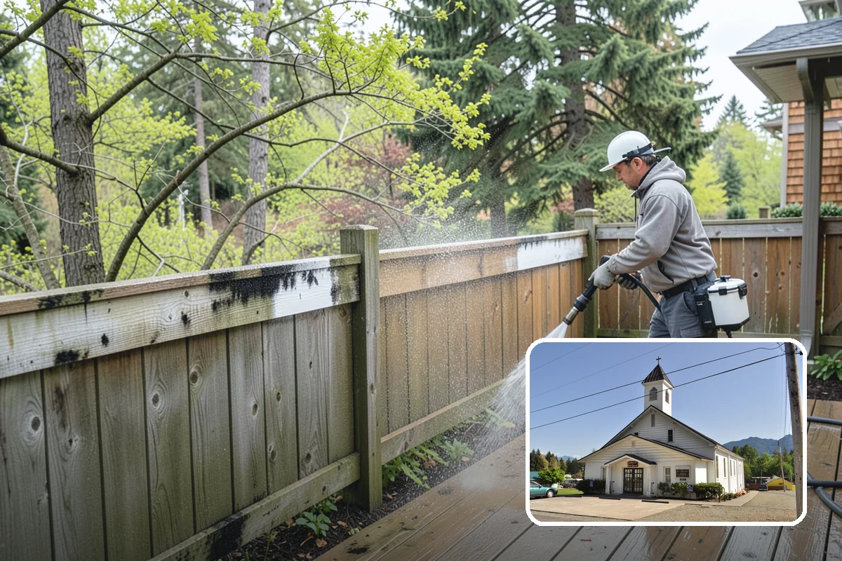 Garage Door Washing in Concrete, Skagit County, WA - Brightens the most prominent surface on your home's front elevation