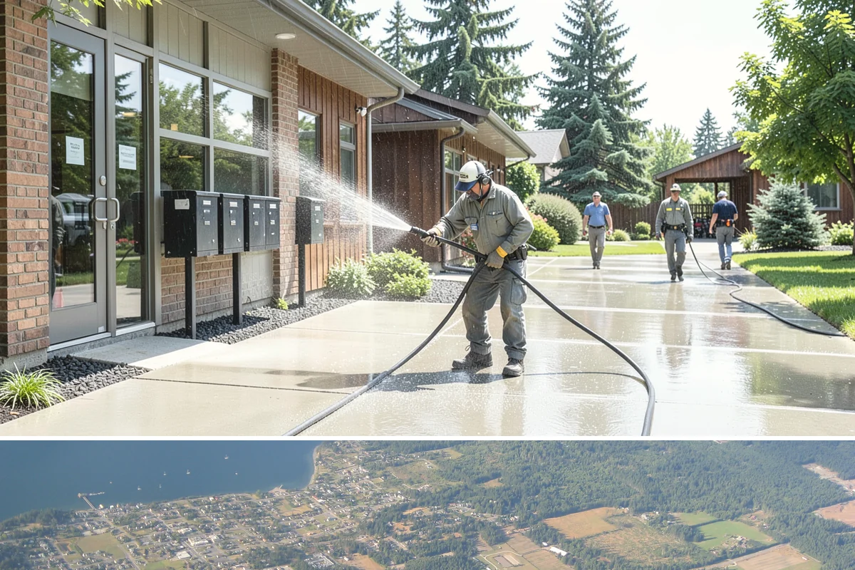 Garage Door Washing in Coupeville, Island County, WA - Spring is ideal for clearing the heavy cedar and cottonwood pollen that coats doors after a wet Northwest winter.