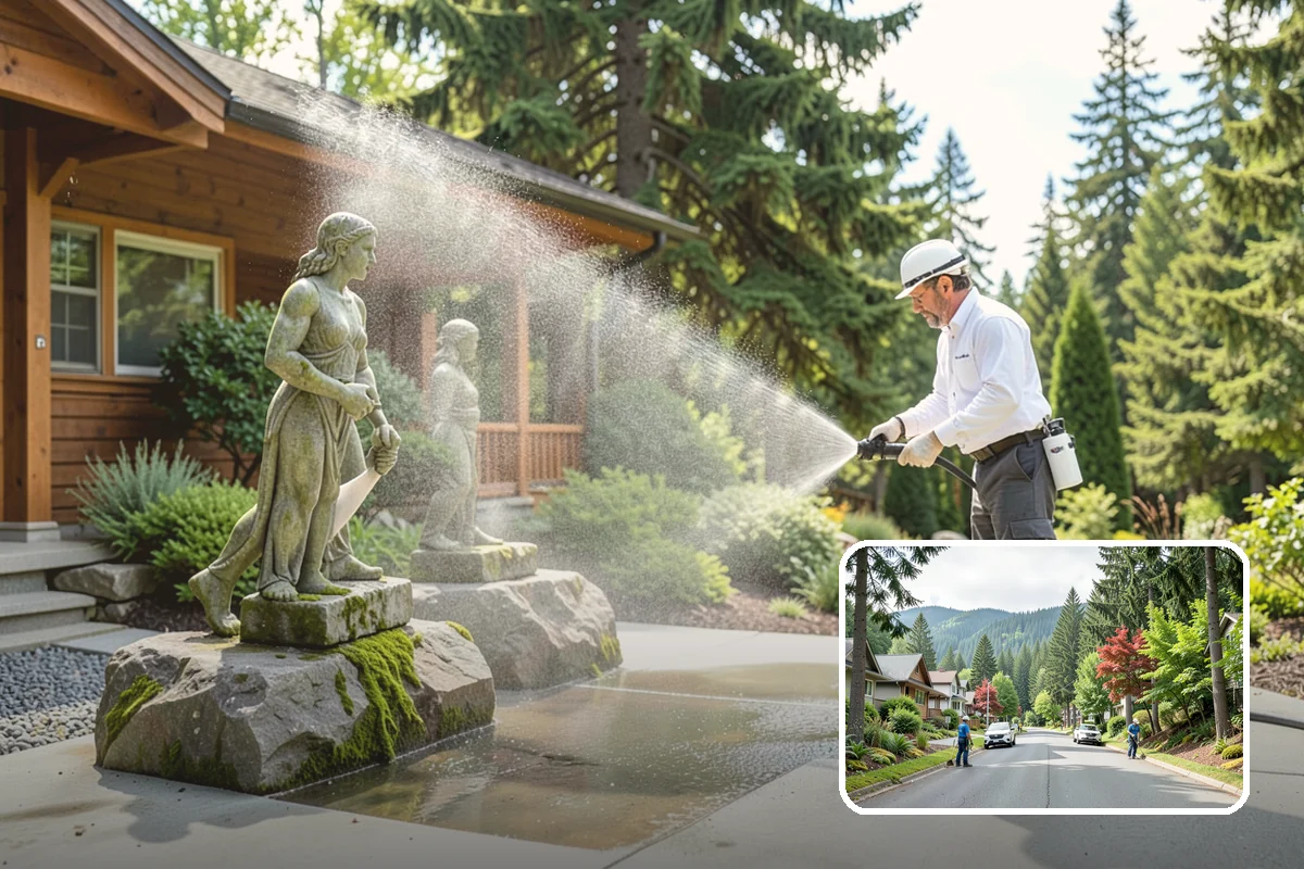 Garage Door Washing in Darrington, Snohomish County, WA - Brightens the most prominent surface on your home's front elevation