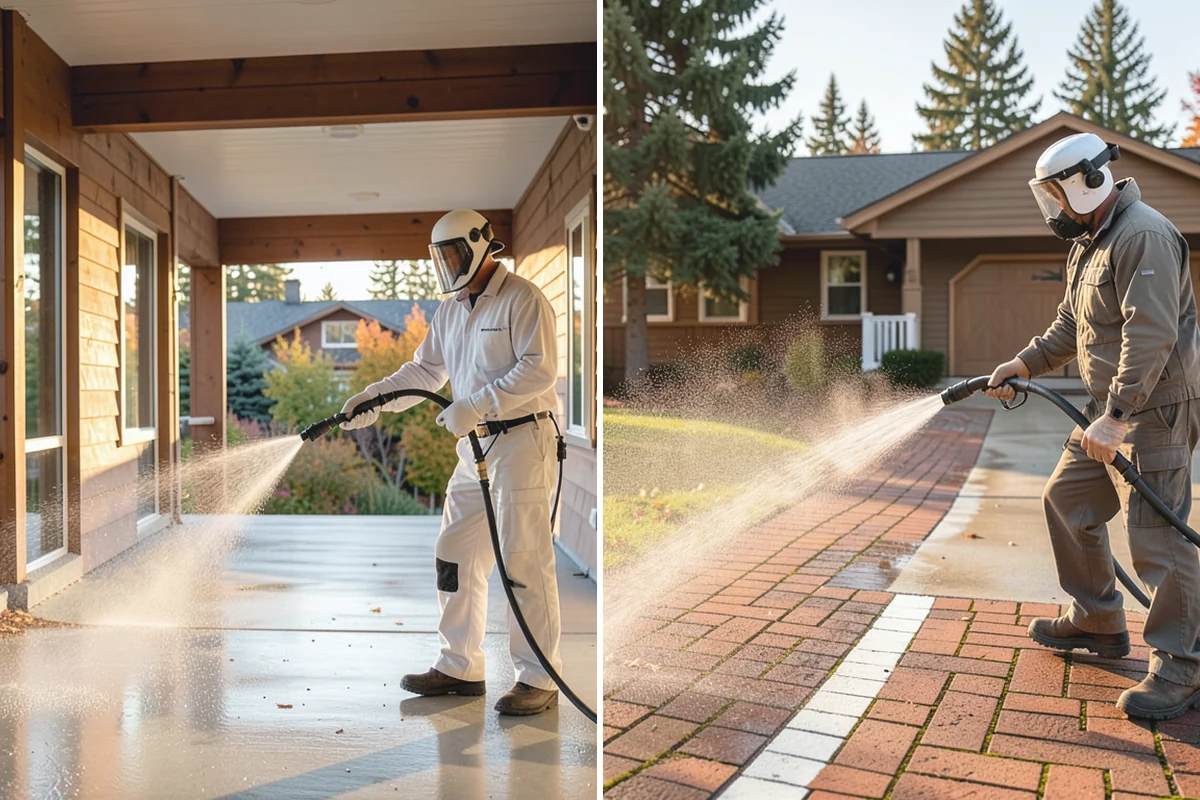 Garage Door Washing in Des Moines, King County, WA - Rinse loose dust and cobwebs from panels and track hardware