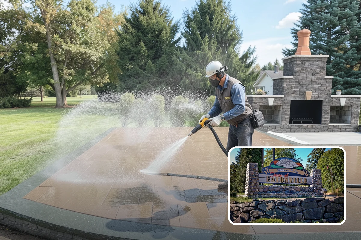Garage Door Washing in Eatonville, Pierce County, WA - Brightens the most prominent surface on your home's front elevation